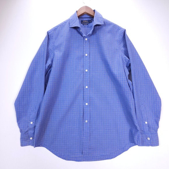 Polo Ralph Lauren Other - Polo Ralph Lauren Shirt Mens L Blue Plaid 120s 2-Ply Cotton Button Down Workwear